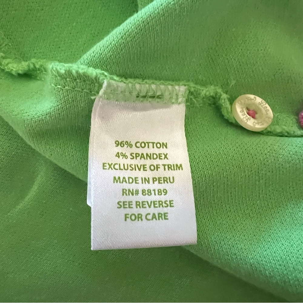 Lilly Pulitzer Soft Green Color Cotton Polo Shirt Cap Sleeve. - Picture 5 of 6